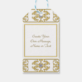 Elegante gouden sierrand met diamantaccent cadeaulabel
