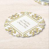 Elegante gouden sierrand met diamantaccent kartonnen onderzetters (Gekanteld)