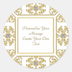Elegante gouden sierrand met diamantaccent ronde sticker