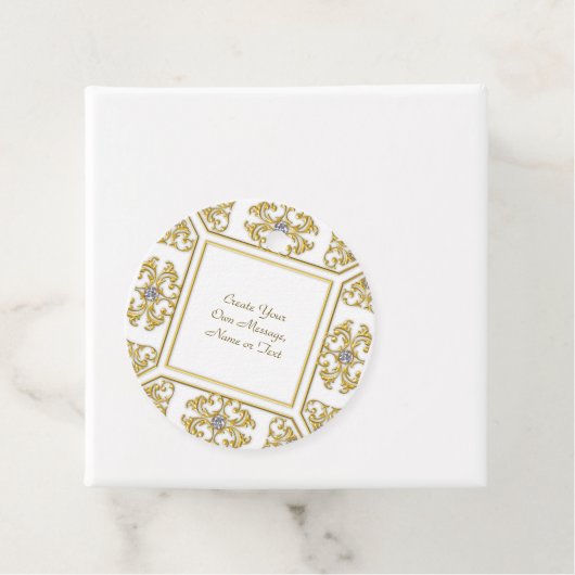 Elegante gouden sierrand met diamanten accent bedankjes labels (In situ)