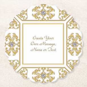 Elegante gouden sierrand met diamanten accent kartonnen onderzetters