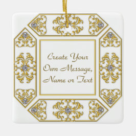 Elegante gouden sierrand met diamanten accent keramisch ornament