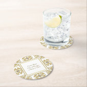 Elegante gouden sierrand met diamanten accent ronde kartonnen onderzetter (Insitu)