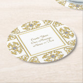 Elegante gouden sierrand met diamanten accent ronde kartonnen onderzetter (Gebogen)