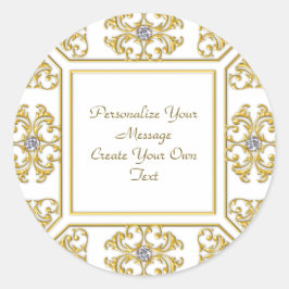 Elegante gouden sierrand met diamanten accent ronde sticker