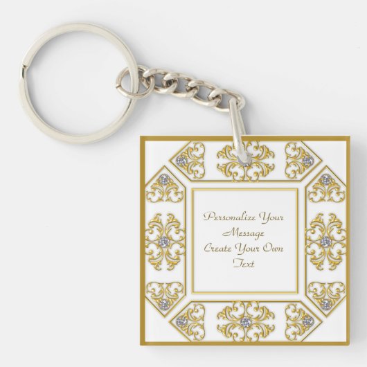 Elegante gouden sierrand met diamanten accent sleutelhanger (voorkant)