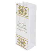 Elegante gouden sierrand met diamanten accent wijn cadeautas (Voorkant Gekanteld)
