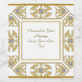 Elegante gouden sierrand met diamanten wijn etiket (Enkel label)