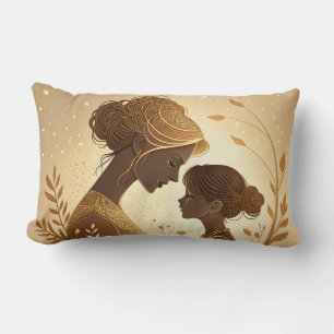 Elegante Gouden Silhouet Moeder & Dochter – Kussen