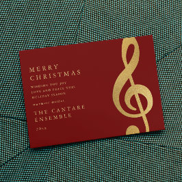 Elegante Gouden Sleutel Muziek Kerstmis Feestdagenkaart