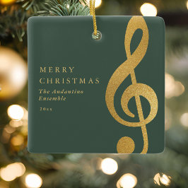 Elegante Gouden Sleutel Muziek Koor Kerstmis Keramisch Ornament