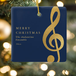 Elegante Gouden Sleutel Muziek Koor Kerstmis Keramisch Ornament