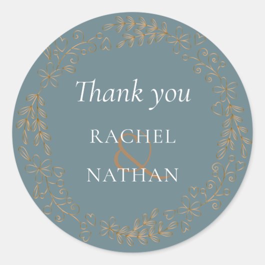 Elegante gouden slinger bedankt ronde sticker (Voorkant)