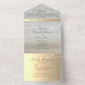 Elegante gouden slingerlichten bruiloft all in one uitnodiging (Binnen)