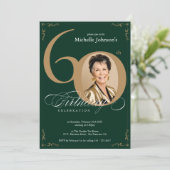 Elegante gouden smaragd 60e verjaardag kaart (Staand voorkant)