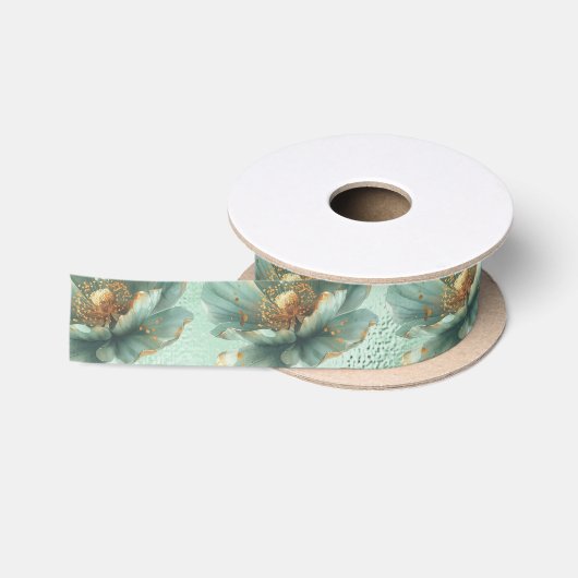 Elegante gouden & smaragden klaproos satijnen lint (Spoel)