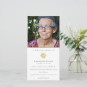 Elegante gouden sneeuwvlok Foto Memorial Service K Bedankkaart (Staand voorkant)