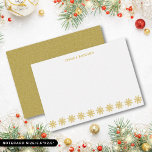 Elegante gouden sneeuwvlok gepersonaliseerde notit notitiekaartje<br><div class="desc">Elegante gouden sneeuwvlok notecard om te personaliseren met jouw naam.</div>
