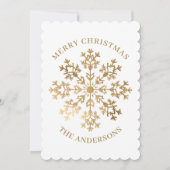 Elegante gouden sneeuwvlok Kerstmis Feestdagenkaart (Voorkant)