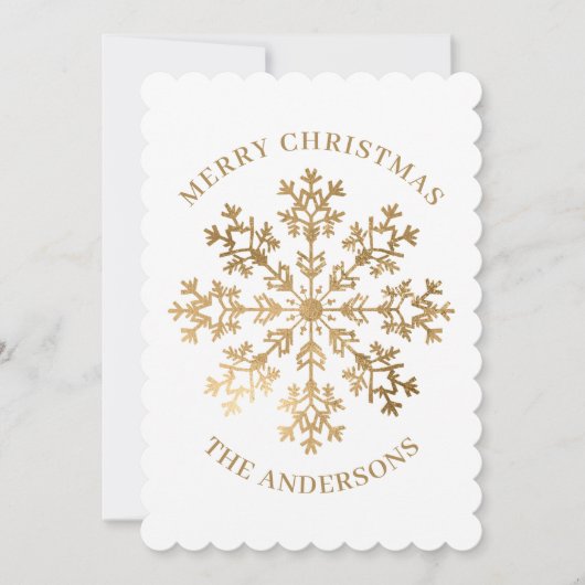 Elegante gouden sneeuwvlok Kerstmis Feestdagenkaart (Voorkant)