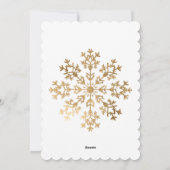 Elegante gouden sneeuwvlok Kerstmis Feestdagenkaart (Achterkant)