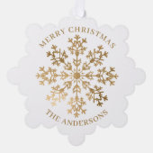 Elegante gouden sneeuwvlok Kerstmis Ornament Kaart (Voorkant)