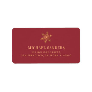 Elegante gouden sneeuwvlok Kerstmis retour adres Etiket