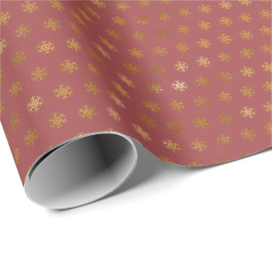 Elegante Gouden Sneeuwvlok Kerstvakantie Bourgondi Cadeaupapier
