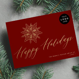 Elegante gouden sneeuwvlok LOGO bedrijf niet-foto Feestdagenkaart