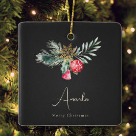 Elegante gouden sneeuwvlok moderne vrolijke kerstb keramisch ornament