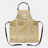 Elegante Gouden Sneeuwvlok Sparkle Diamond Custom Schort (Voorkant)