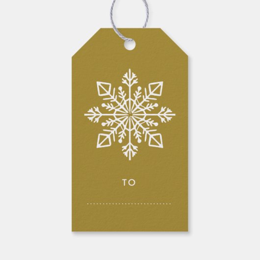 Elegante gouden sneeuwvlok Vrolijk Kerstfeest Cadeaulabel (Achterkant)