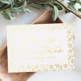 Elegante Gouden Sneeuwvlok Vrolijk Kerstmis Niet-F Folie Feestdagenkaart