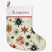 Elegante  gouden sneeuwvlokken grote kerstsok (Voorkant)