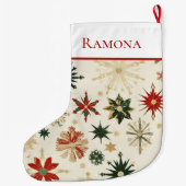 Elegante  gouden sneeuwvlokken grote kerstsok (Achterkant)