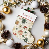 Elegante  gouden sneeuwvlokken grote kerstsok