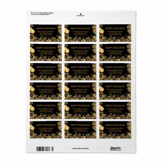 Elegante gouden sneeuwvlokken kerst retour adres etiket (Full Sheet)