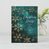 Elegante gouden sneeuwvlokken kerstfeest kaart (Staand voorkant)