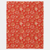 Elegante Gouden Sneeuwvlokken Lava Rode Kerst Fleece Deken (Voorkant)