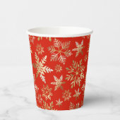 Elegante gouden sneeuwvlokken Lava rode kerst Papieren Bekers (Links)