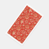 Elegante Gouden Sneeuwvlokken Lava Rode Kerst Servet (Hoek)