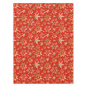 Elegante Gouden Sneeuwvlokken Lava Rode Kerst Tafelkleed (Voorkant)