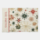 Elegante  Gouden Sneeuwvlokken Patroon Kerst Theedoek (Horizontaal)