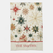 Elegante  Gouden Sneeuwvlokken Patroon Kerst Theedoek (Verticaal)