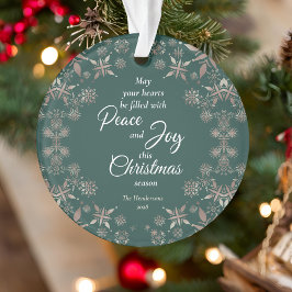 Elegante gouden sneeuwvlokken Peace Joy Green Ornament