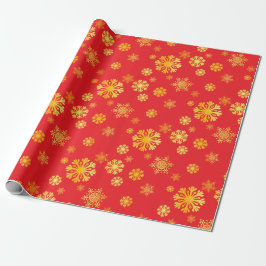 Elegante gouden sneeuwvlokken rood Wrapping Paper Cadeaupapier