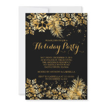 Elegante gouden sneeuwvlokken vakantie uitnodiging