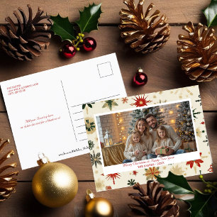 Elegante gouden sneeuwvlokken Vakantiefoto Briefkaart