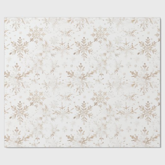 Elegante Gouden Sneeuwvlokken Winterthema Kerstmis Cadeaupapier (Vlak)