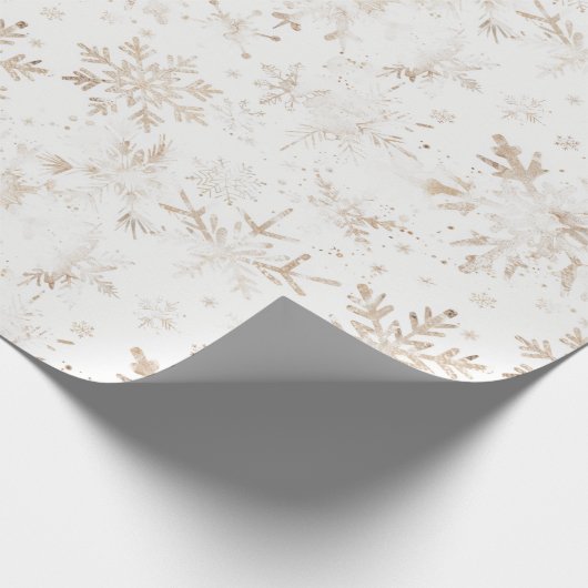 Elegante Gouden Sneeuwvlokken Winterthema Kerstmis Cadeaupapier (Hoek)